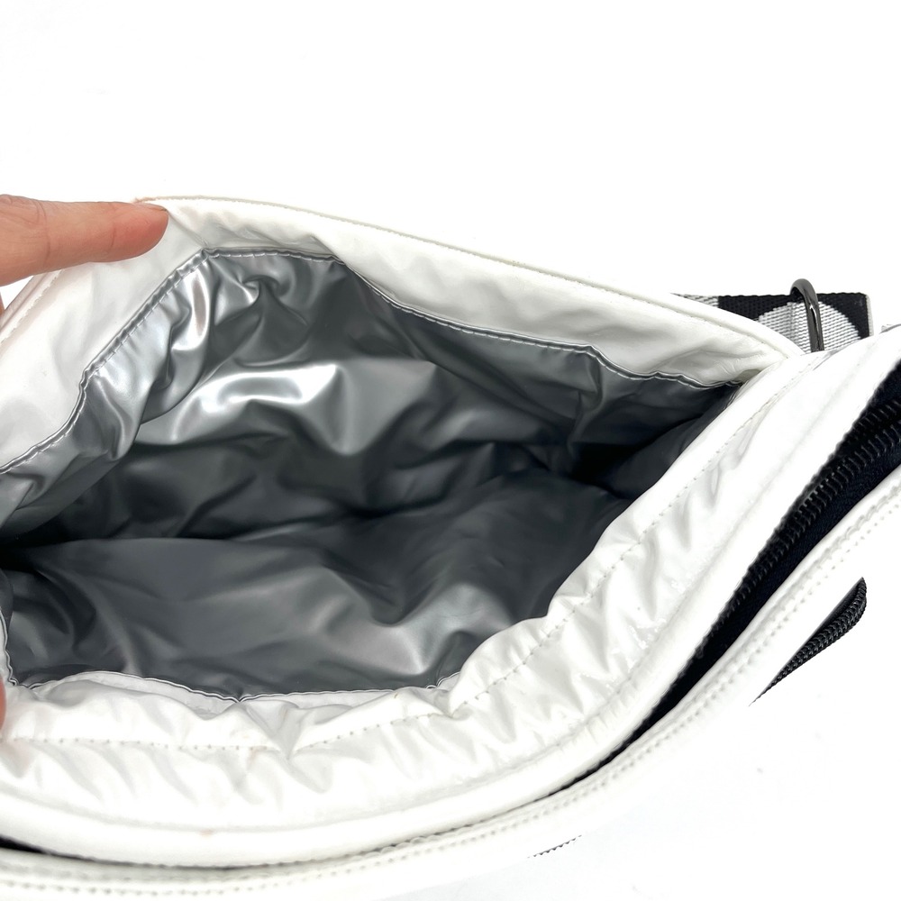 THINK ROLYN White Puffer Crossbody Bag with Graphic Strap - Picture 7 of 7